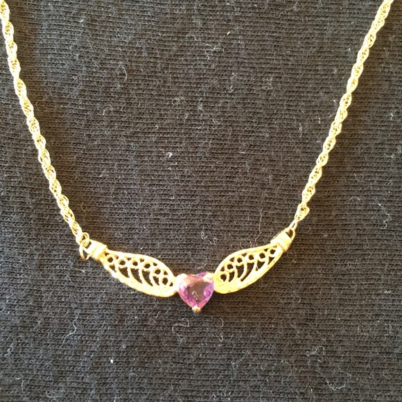 Jewelry - Amethyst heart filigree 14k necklace